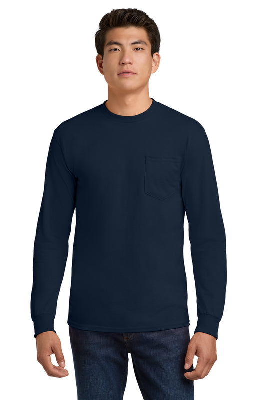 Gildan® - Ultra Cotton® 100% US Cotton Long Sleeve T-Shirt with Pocket. 2410