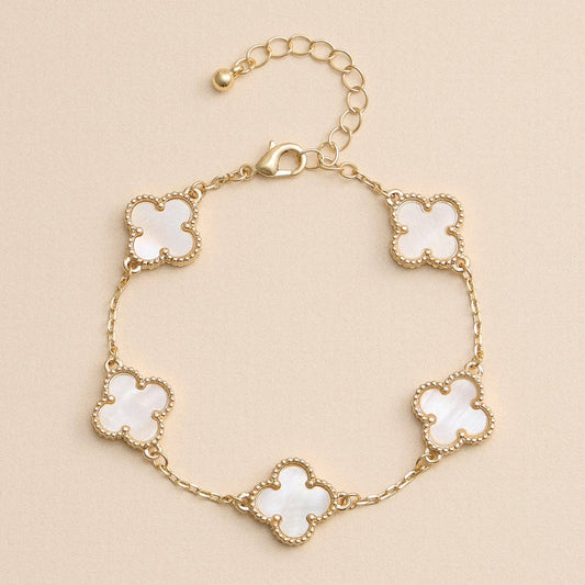Multicolor Shell Charm Bracelet with Gold Accents