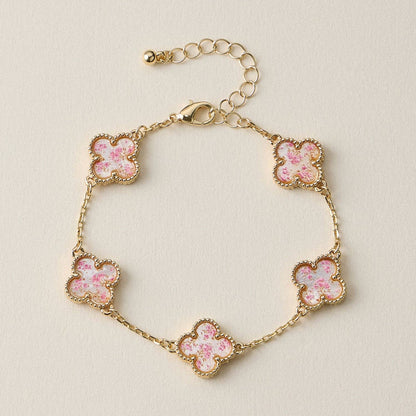 Multicolor Shell Charm Bracelet with Gold Accents