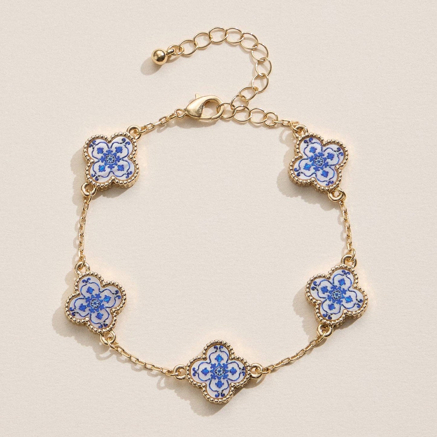 Multicolor Shell Charm Bracelet with Gold Accents