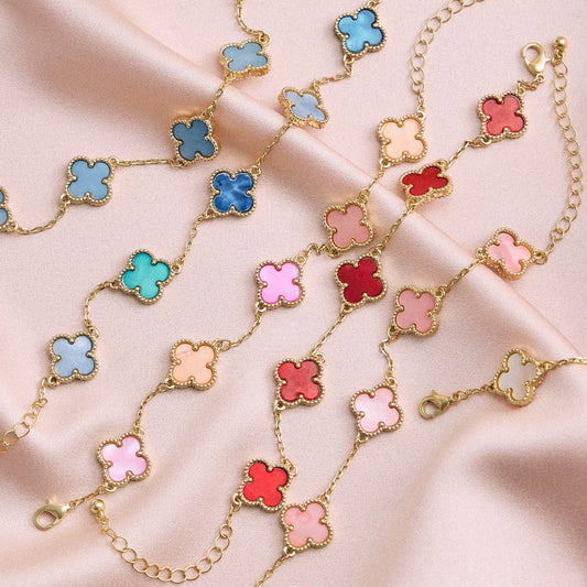 Multicolor Shell Charm Bracelet with Gold Accents