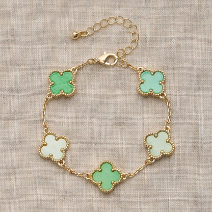 Multicolor Shell Charm Bracelet with Gold Accents