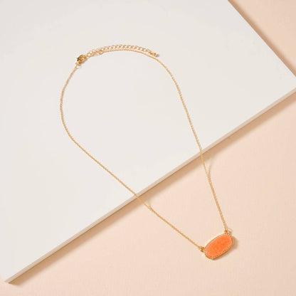 Druzy Stone Charm Short Necklace