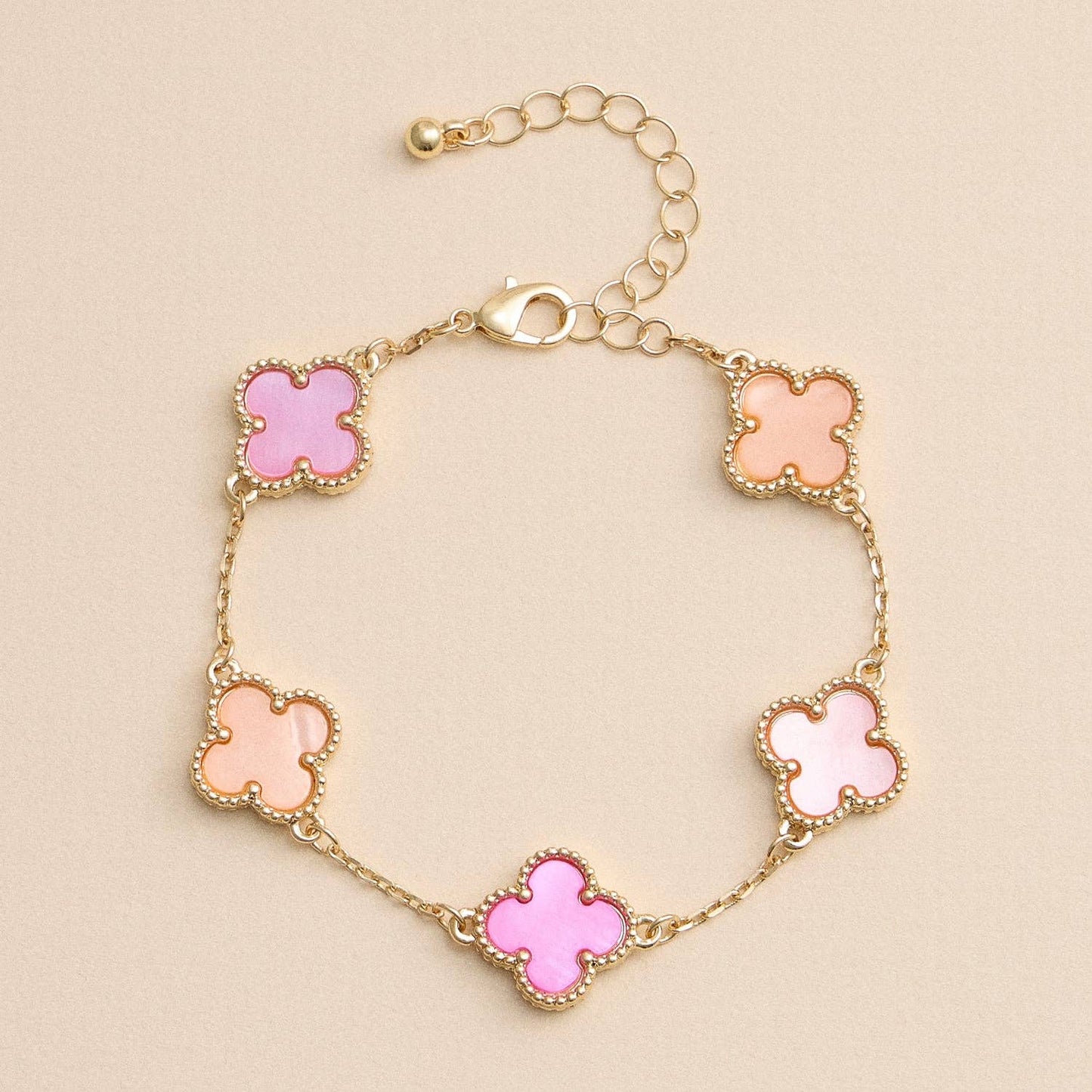 Multicolor Shell Charm Bracelet with Gold Accents