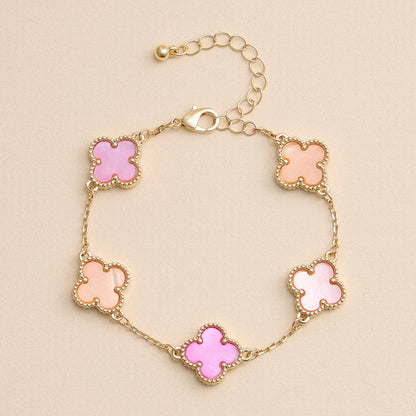 Multicolor Shell Charm Bracelet with Gold Accents