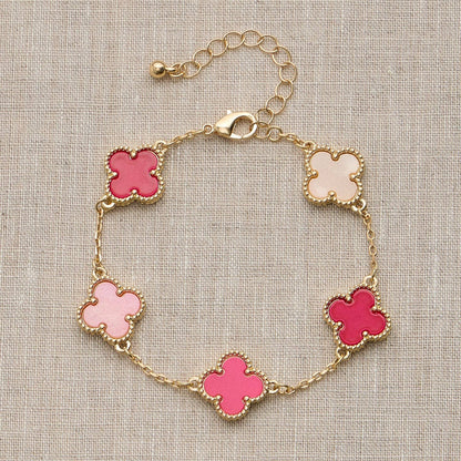 Multicolor Shell Charm Bracelet with Gold Accents