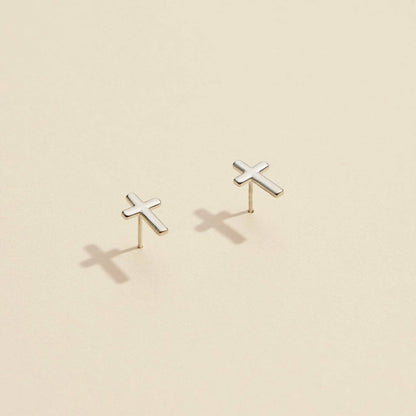 Classic Gold & Silver Cross Stud Earrings