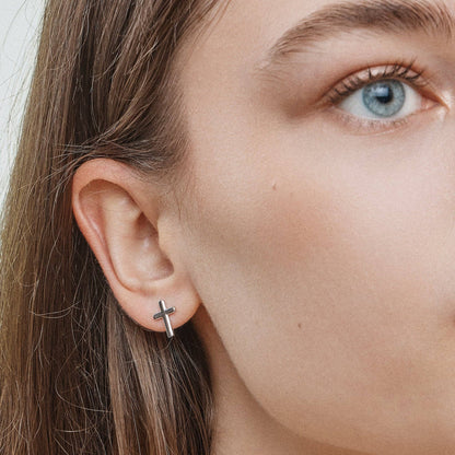 Classic Gold & Silver Cross Stud Earrings