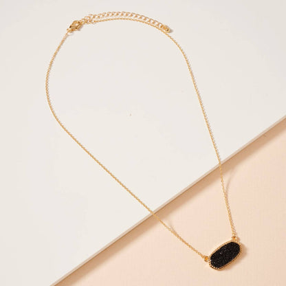 Druzy Stone Charm Short Necklace