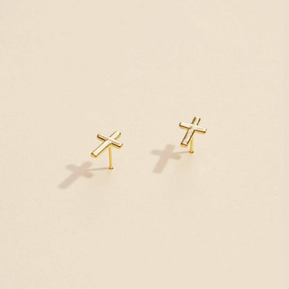 Classic Gold & Silver Cross Stud Earrings