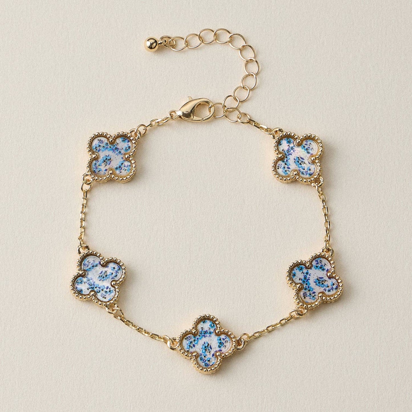 Multicolor Shell Charm Bracelet with Gold Accents