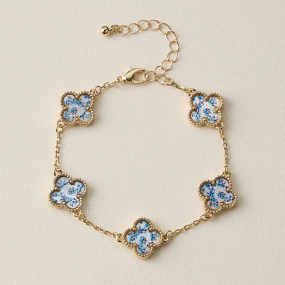 Multicolor Shell Charm Bracelet with Gold Accents
