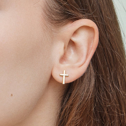 Classic Gold & Silver Cross Stud Earrings