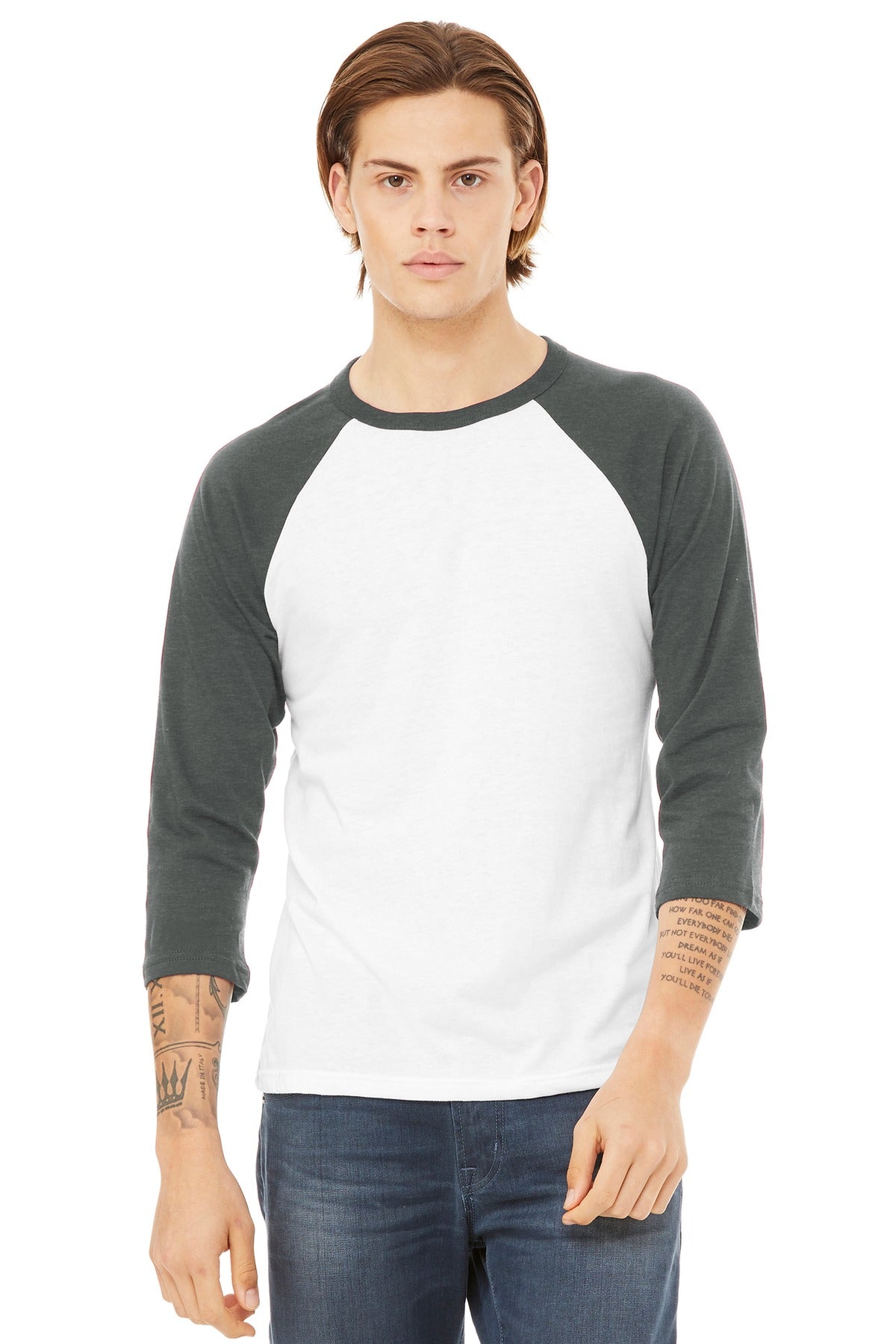 BELLA+CANVAS Â® Unisex 3/4-Sleeve Baseball Tee. BC3200