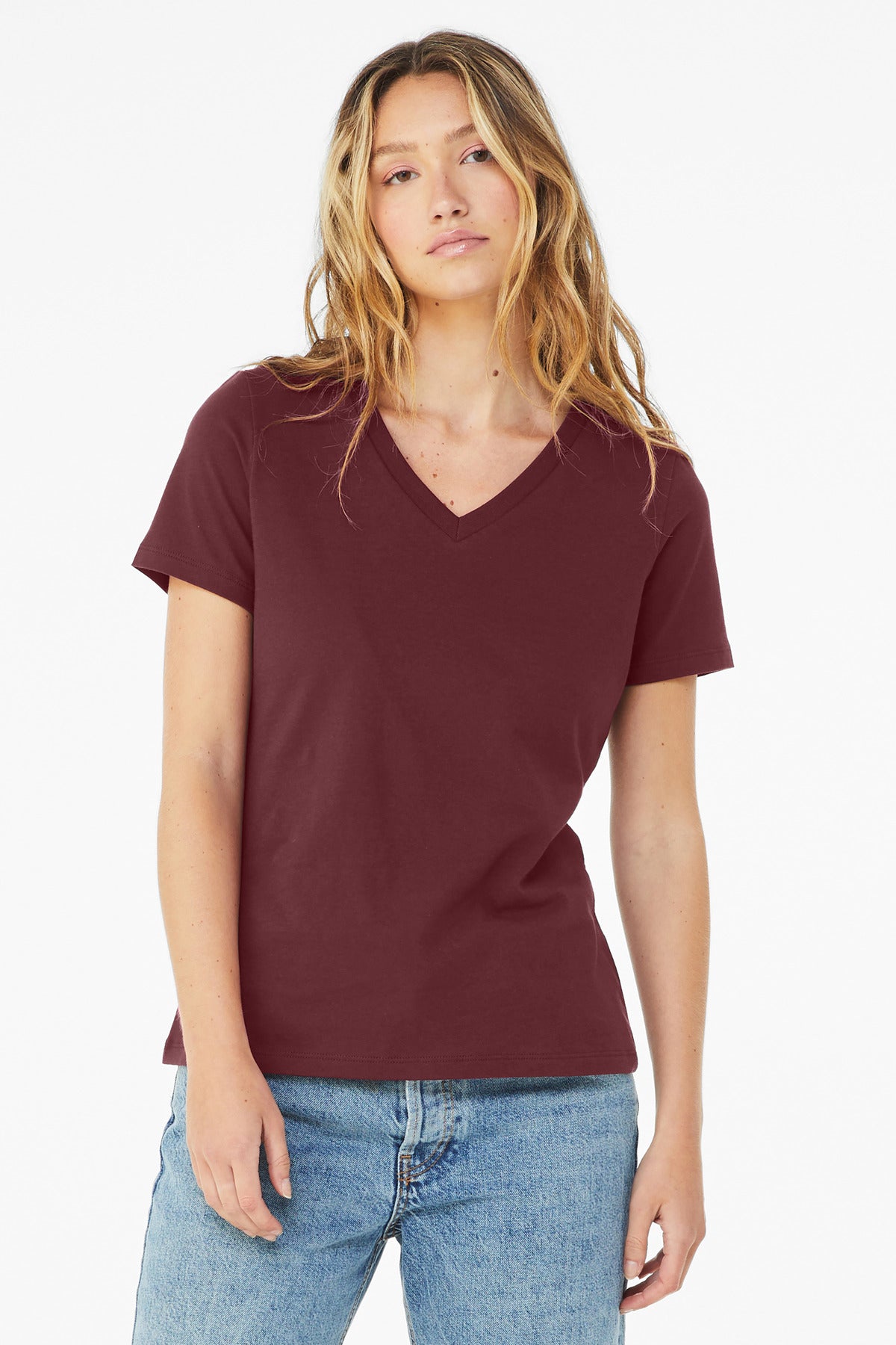 BELLA+CANVAS Â® Women's Relaxed Jersey Short Sleeve V-Neck Tee. BC6405