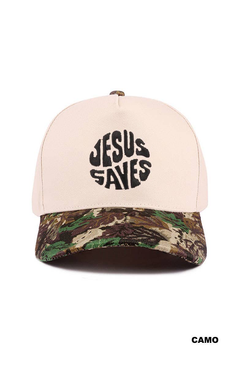 ,.._ Jesus Saves Two Tone Canvas Hat