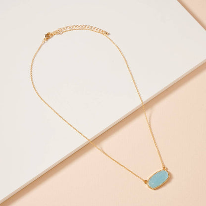 Druzy Stone Charm Short Necklace