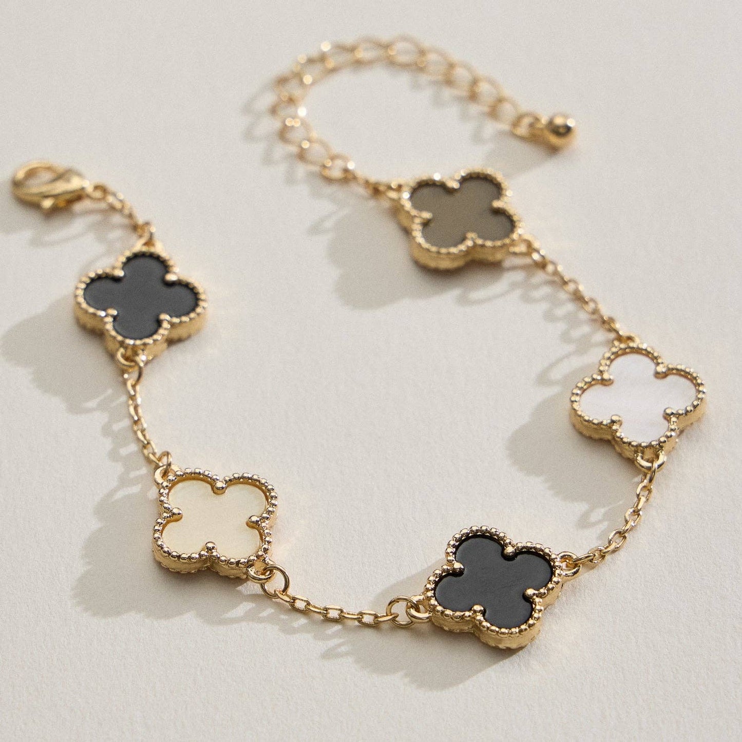 Multicolor Shell Charm Bracelet with Gold Accents