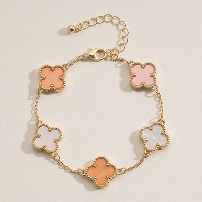 Multicolor Shell Charm Bracelet with Gold Accents
