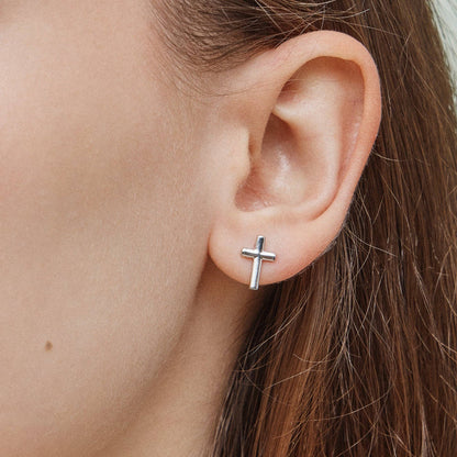 Classic Gold & Silver Cross Stud Earrings