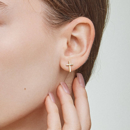 Classic Gold & Silver Cross Stud Earrings