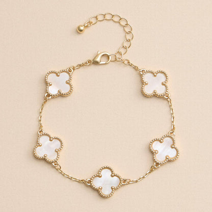 Multicolor Shell Charm Bracelet with Gold Accents