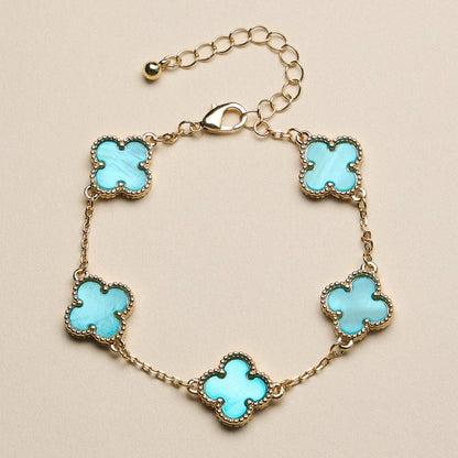 Multicolor Shell Charm Bracelet with Gold Accents