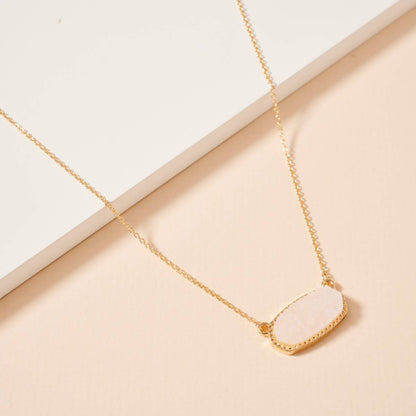 Druzy Stone Charm Short Necklace