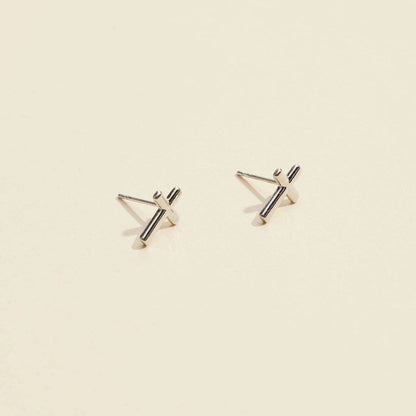 Classic Gold & Silver Cross Stud Earrings