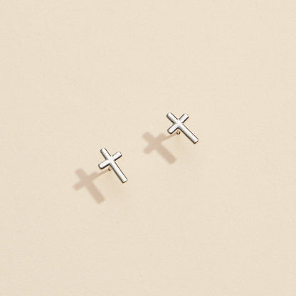 Classic Gold & Silver Cross Stud Earrings
