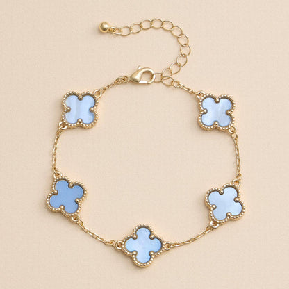 Multicolor Shell Charm Bracelet with Gold Accents