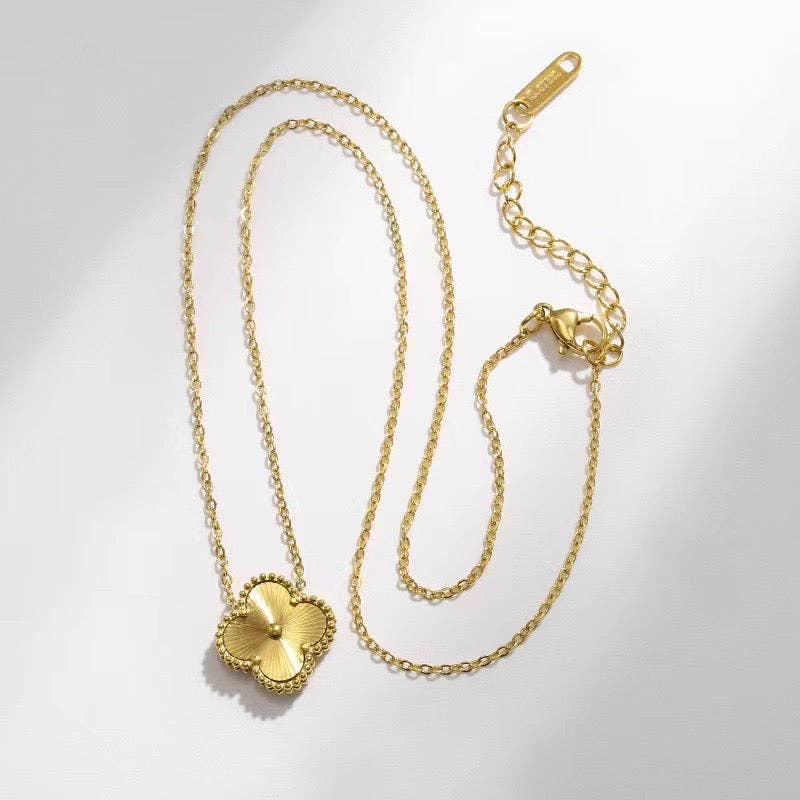 Floral Charm 18K Gold Dip Stainless Steel Necklace
