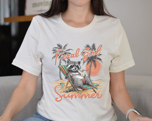 Feral Girl Summer Raccoon Shirt