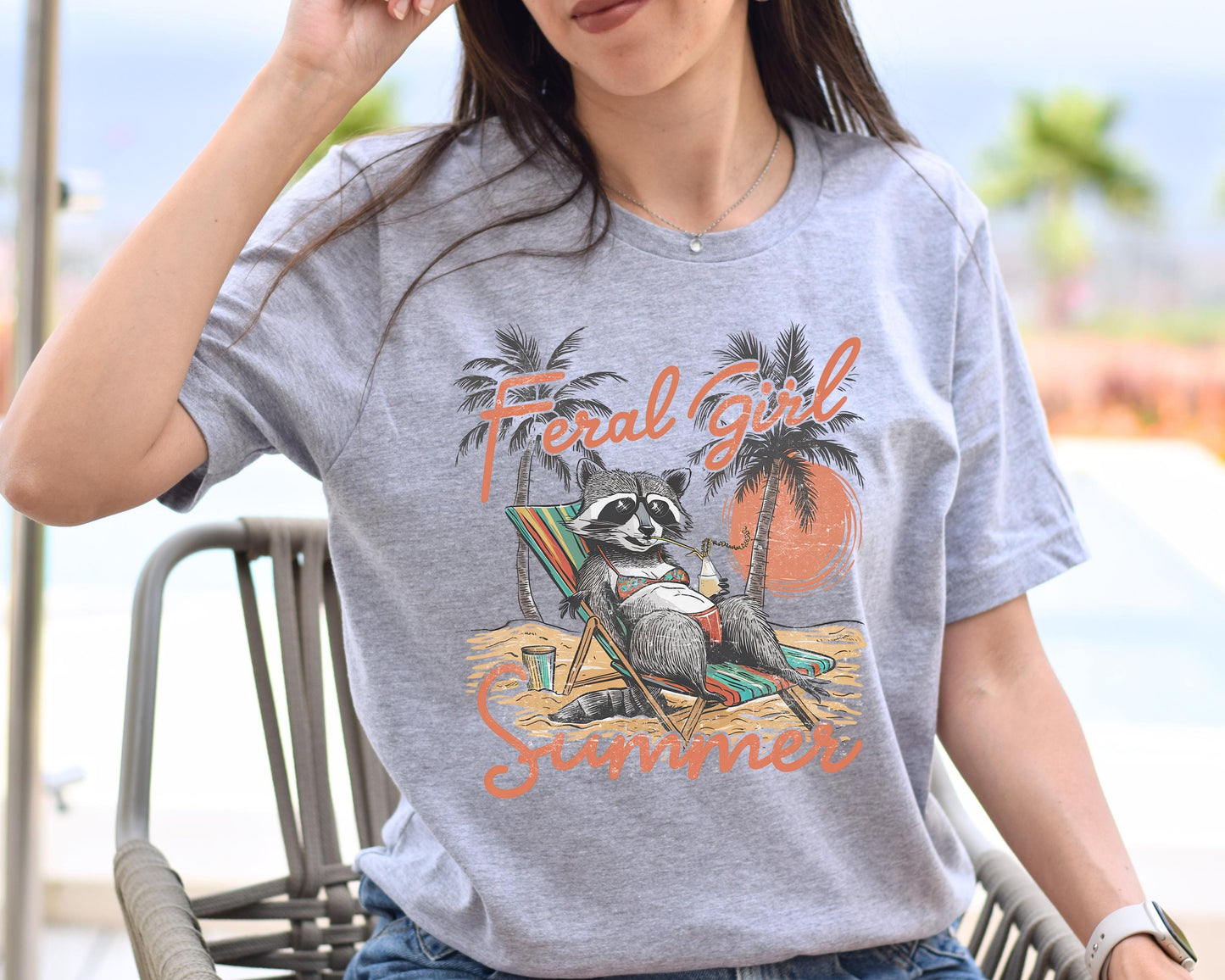 Feral Girl Summer Raccoon Shirt